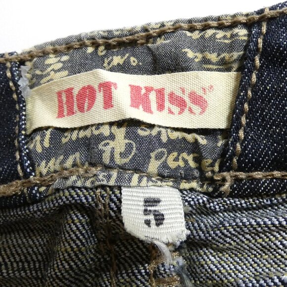 Hot Kiss Sz 5 Shorts Hot Pants Navy Blue Denim Jean Cici Distressed Pockets - Picture 4 of 11